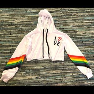 Medium crop Rainbow Love sweatshirt